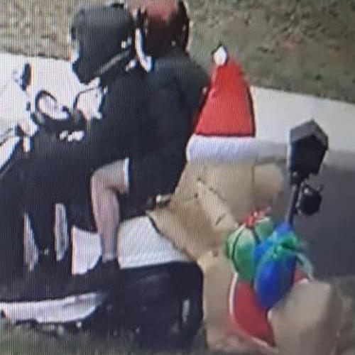 Bah Humbug! Scooter-Riding Thieves Caught On CCTV Stealing Inflatable Dog Christmas Decoration