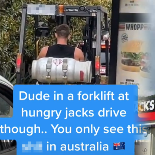 Bloke Spotted Driving Forklift In Hungry Jack's Drive Thru Because...Lockdown